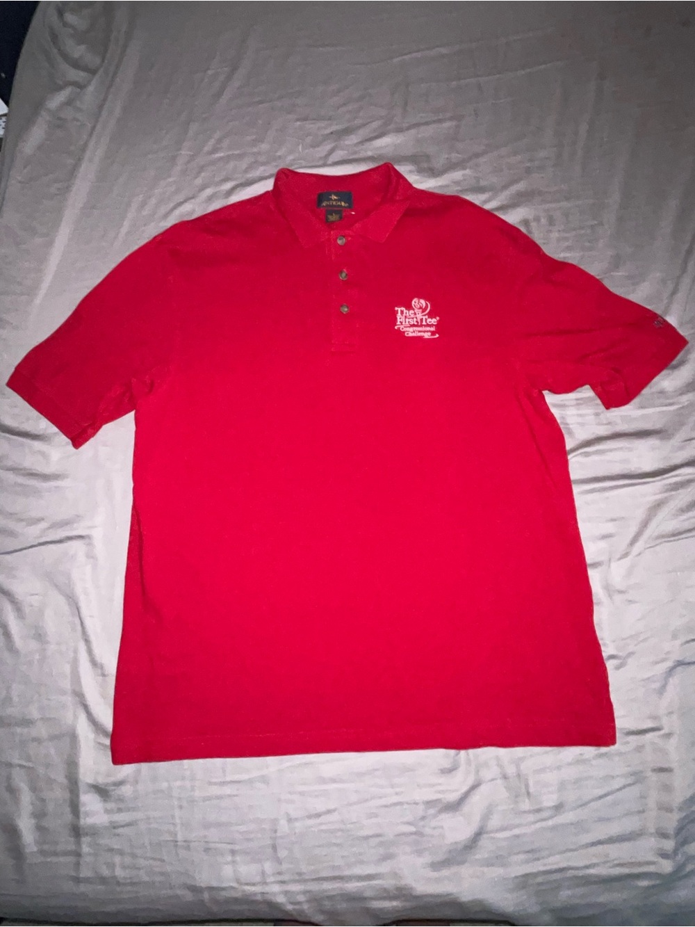 Men Antigua Red 100% Cotton Polo with Embroidered Chest Logo Size Large